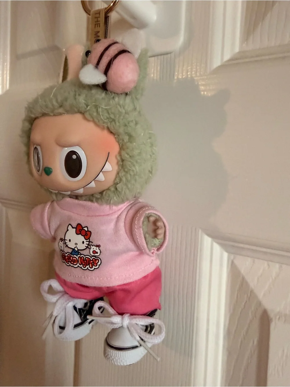 Pop Mart Green Labubu & Hello Kitty Pink Outfit Doll with “Converse”